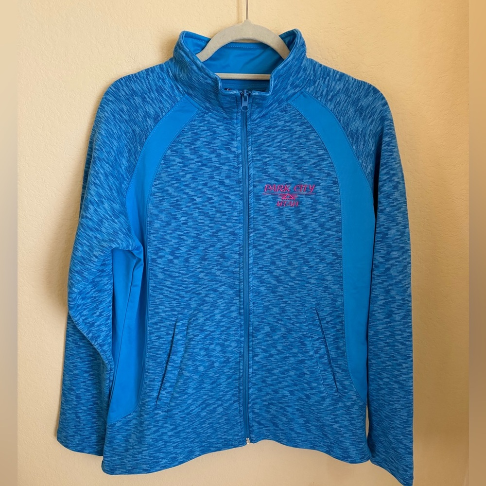 Park City Utah Blue Tipsy Zip Up Jacket Size Large NWT
